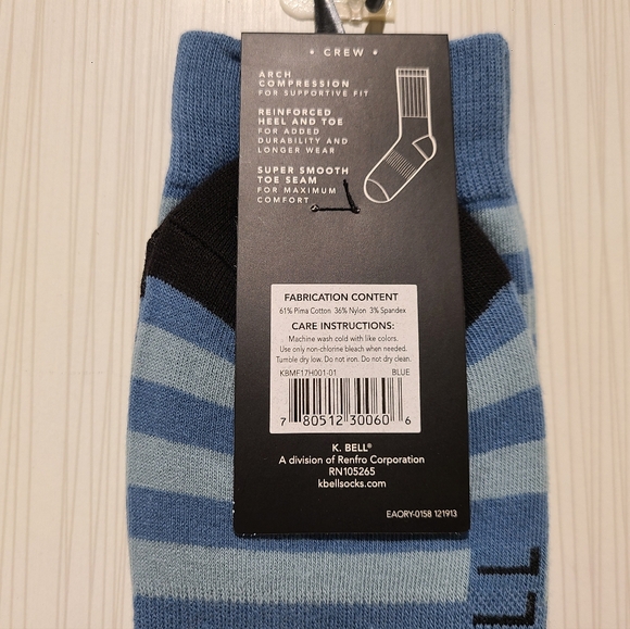 K. Bell Penguin Men's Cotton Dress Socks with Stripes - Picture 3 of 3